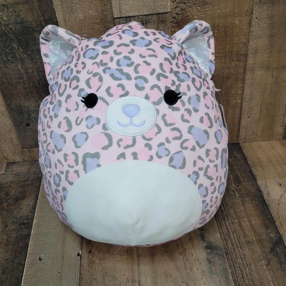 Squishmallows Dallas Leopard Cat Plush Stuffed Animal‎ Pink Purple 12